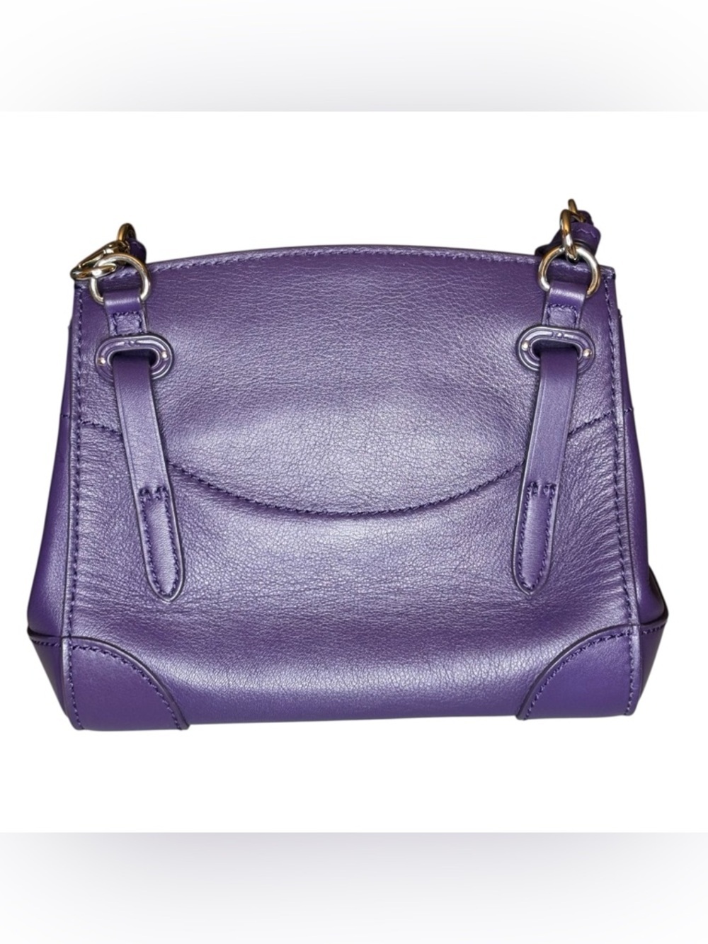 Ralph Lauren Mini Ricky Satchel | Purple Leather | Silver Hardware - Picture 6 of 16
